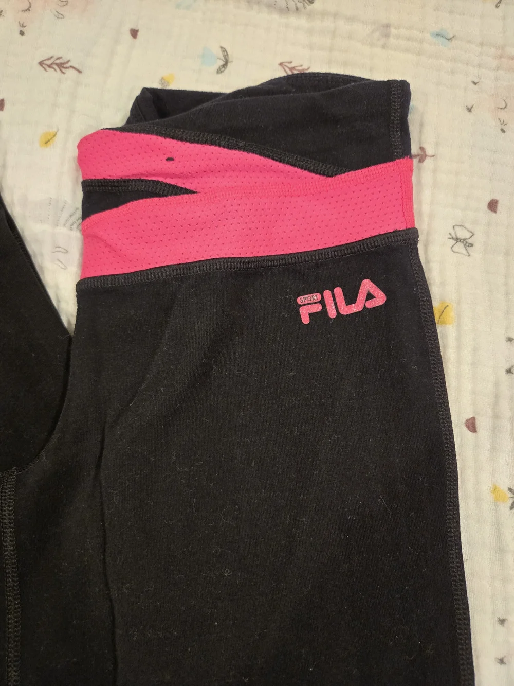 *FILA* Black Flare Leggings with Hot Pink Detail